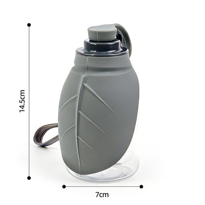 Pawlyn silicone dog water bottle in titanium gray